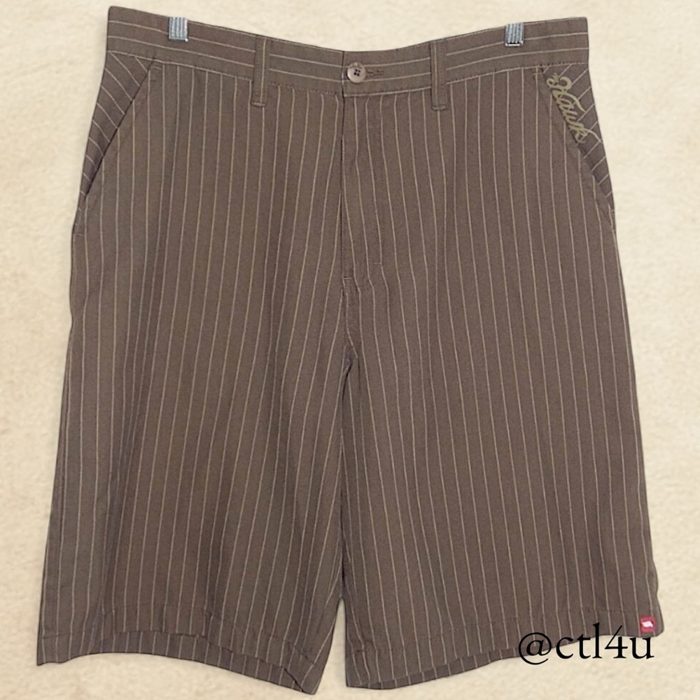 Tony Hawk Brown Pinstripe Shorts Men's Size 34 Y2 Skatercore Streetwear Revival